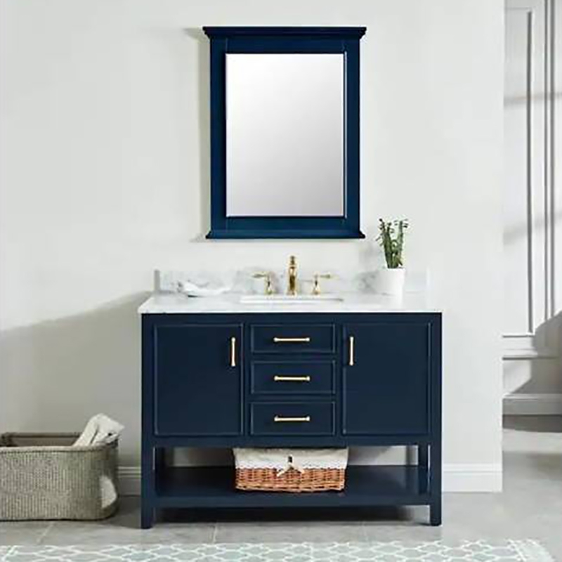 Marble Bathroom Vanity 48 Inch With Under Sink, 3 Drawer And 2 Doors Storage